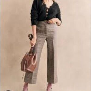 Sezane Check Damon Pants in Brown and Black